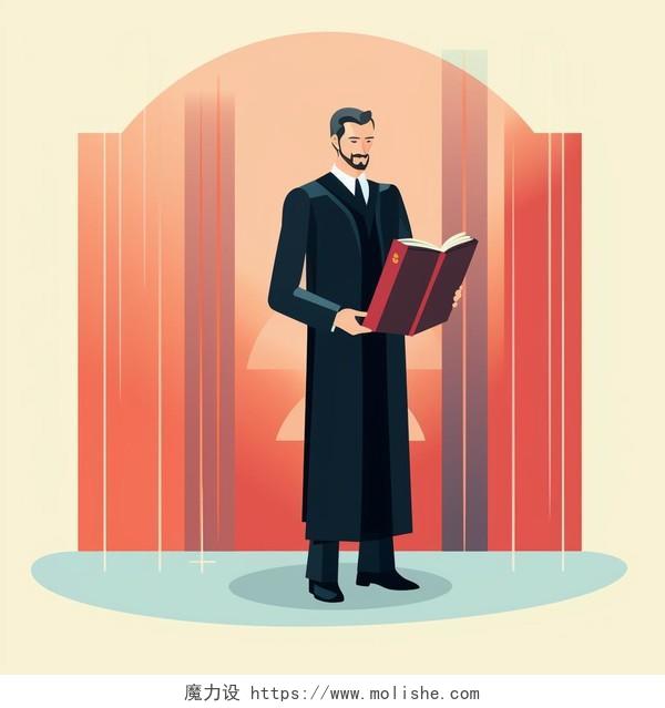 站着的法官一位穿着长袍的法官卡通